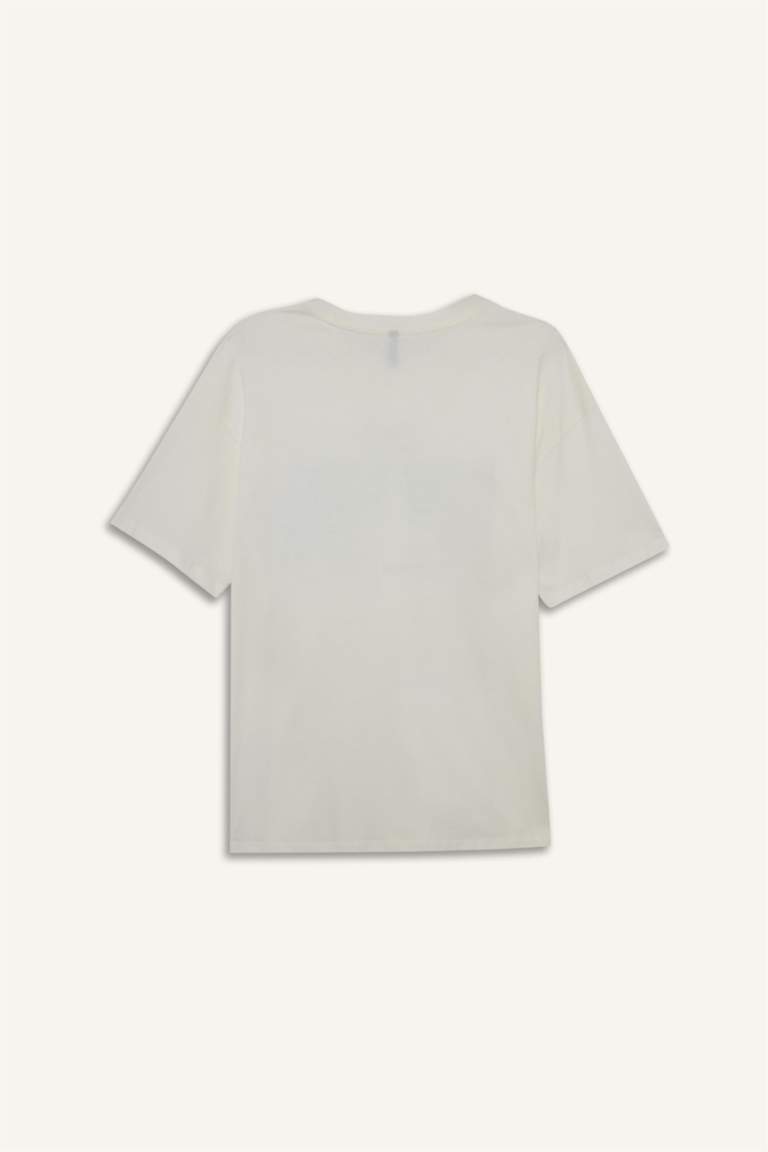 Oversize Fit Crew Neck Printed Short Sleeve T-Shirt