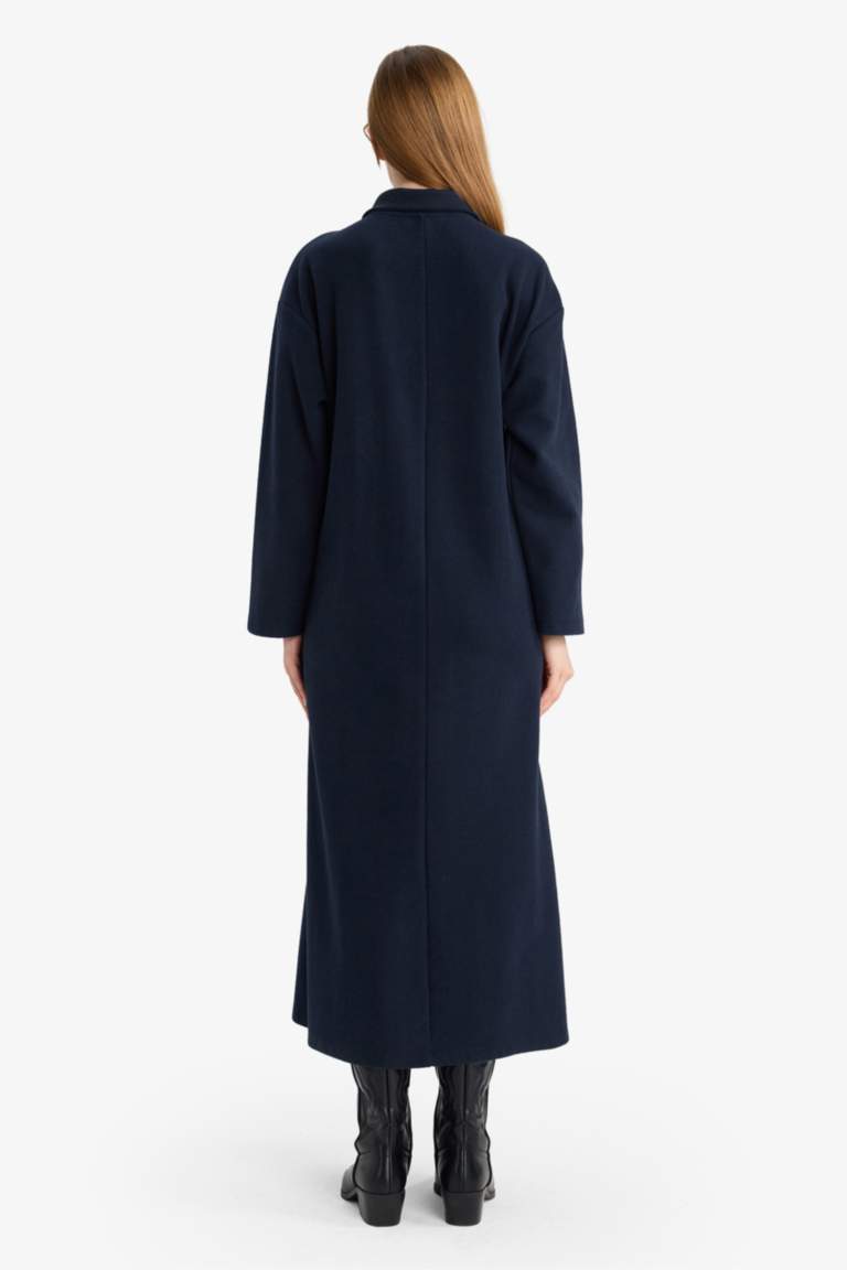 Regular Fit Polo Yaka Uzun Kollu Maxi Elbise