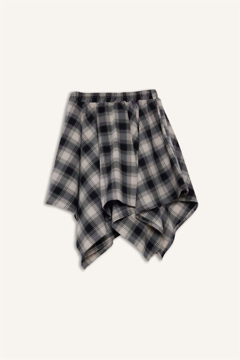 Асимметричная юбка в клетку для девочек