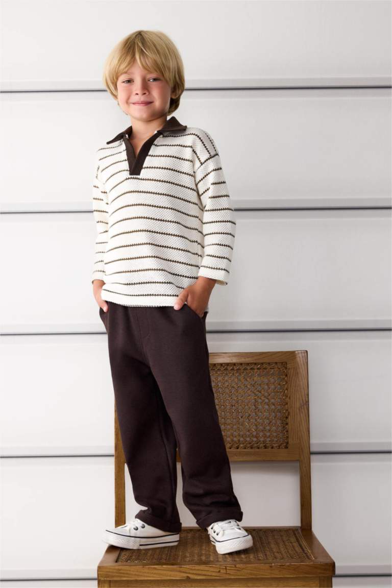 Baby Boy Shirt Collar Knitwear Striped T-Shirt