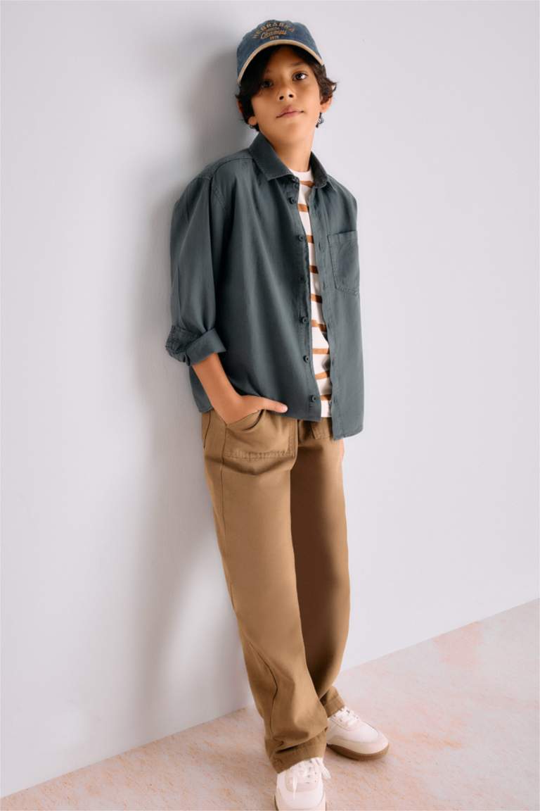 Рубашка поло с длинными рукавами для мальчиков, оверсайз