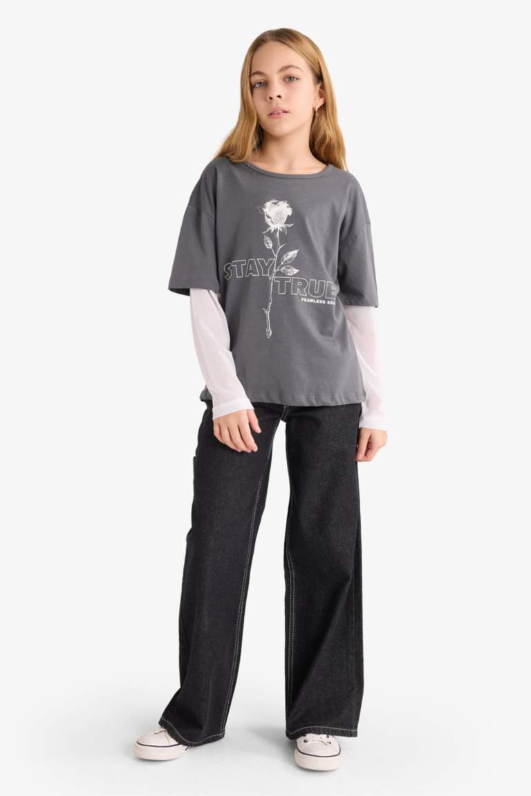 Wide Leg Denim Trousers