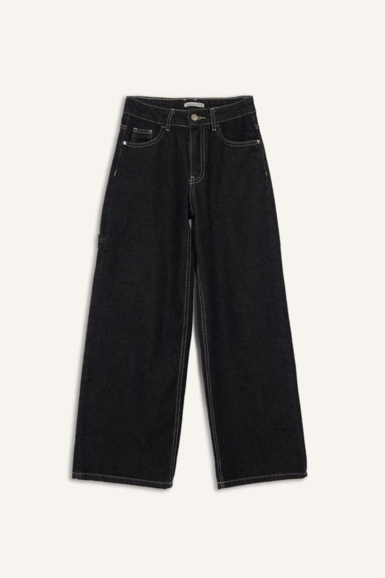 Wide Leg Denim Trousers