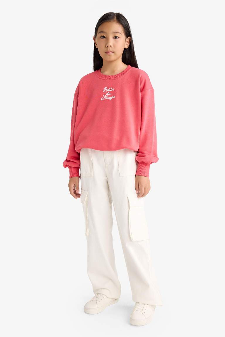 سويت شيرت بناتي اوفر سايز بياخة مستديرة