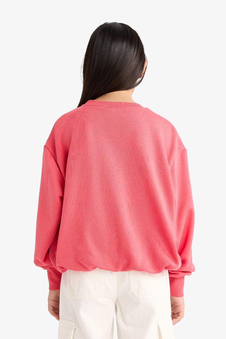 سويت شيرت بناتي اوفر سايز بياخة مستديرة