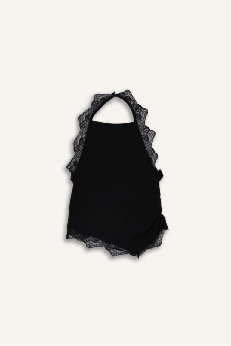 Slim Fit Halter Neck Crepe Blouse