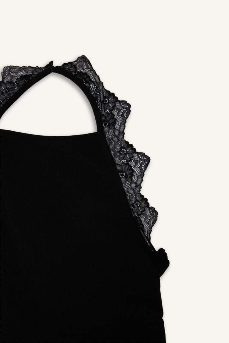 Slim Fit Halter Neck Crepe Blouse