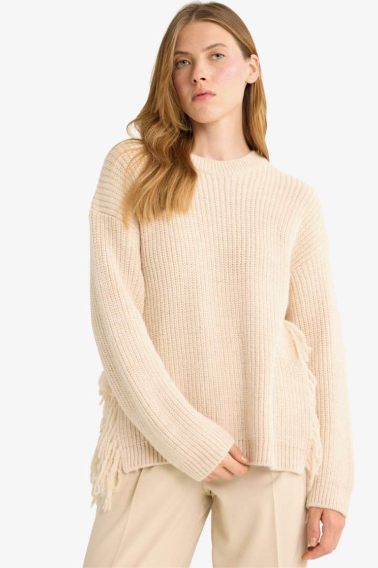 Oversize Fit Crew Neck Knitwear Pullover
