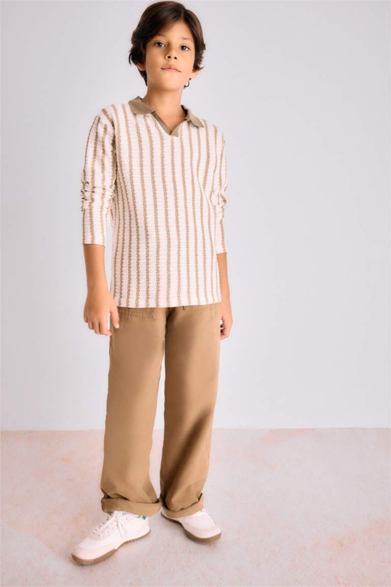 Boy Polo Neck Striped Sweatshirt