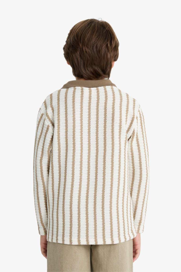 Boy Polo Neck Striped Sweatshirt
