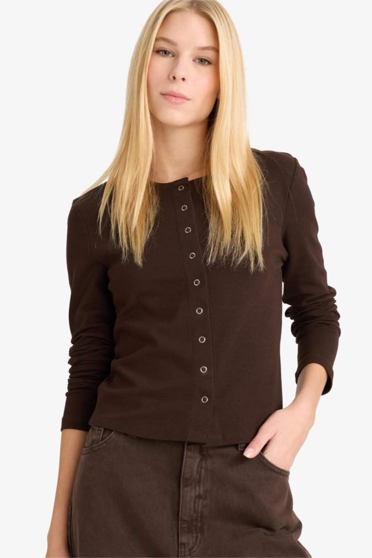 Slim Fit Crew Neck Ribana Cardigan