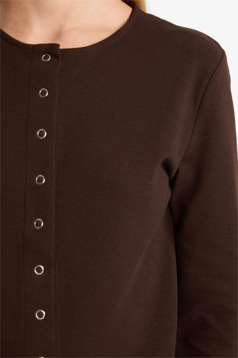 Slim Fit Crew Neck Ribana Cardigan