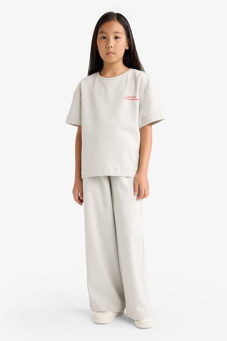 Kız Çocuk 2'li Takım Baskılı Kısa Kollu Tişört Eşofman Altı