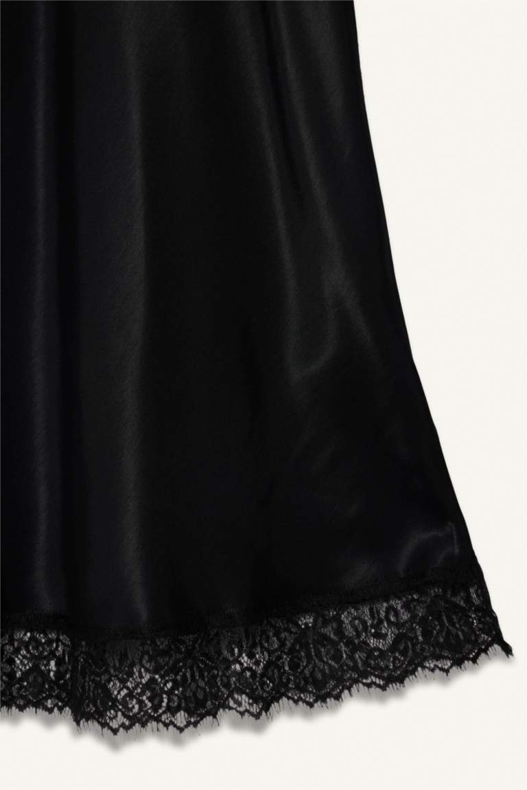 A Cut Satin Normal Waist Midi Skirt