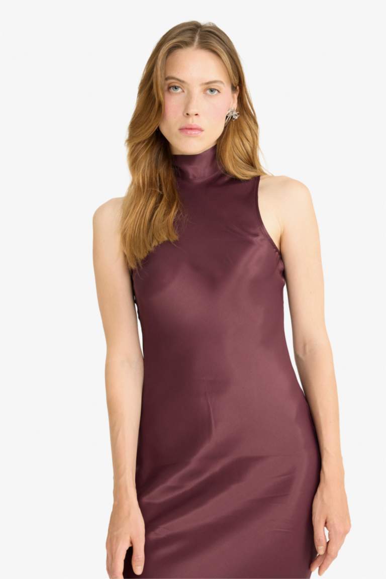 فستان نص كم طويل ستان قصة عادية