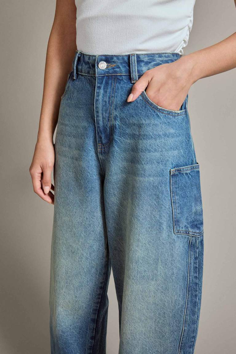 Barrel Fit Geniş Paça Jean Pantolon