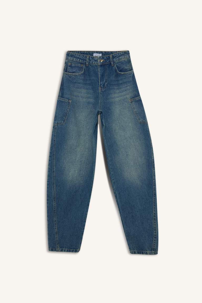Barrel Fit Geniş Paça Jean Pantolon
