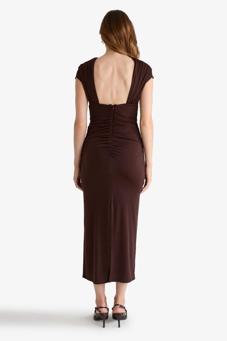 Crew Neck Short Sleeve Midi Dress
