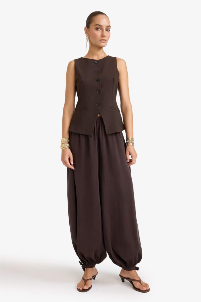 Balloon Fit Regular Waist Modal Long Trousers