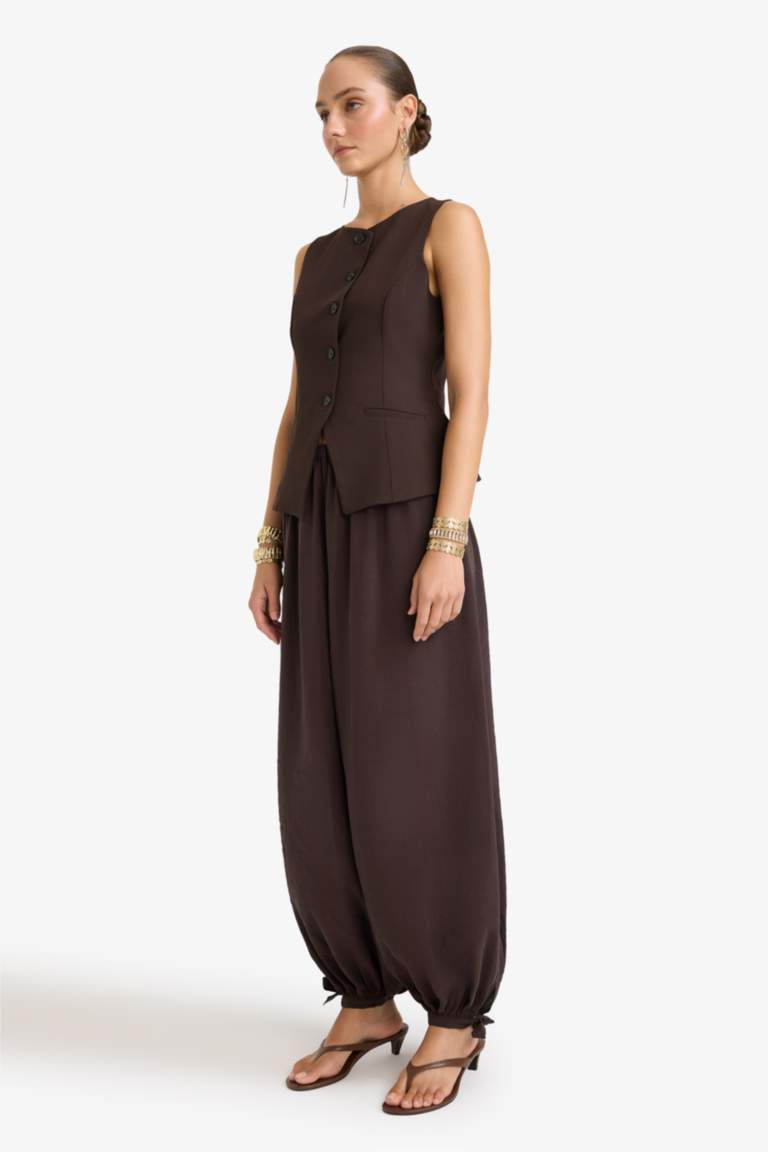 Balloon Fit Regular Waist Modal Long Trousers