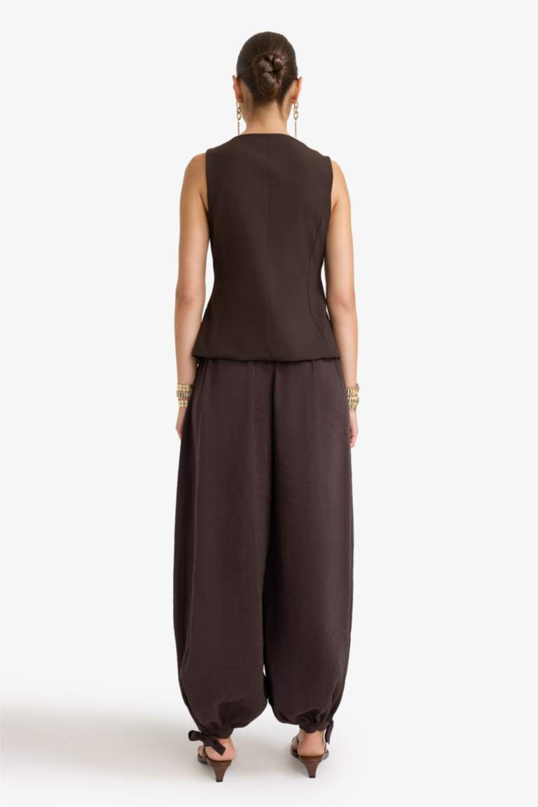 Balloon Fit Regular Waist Modal Long Trousers
