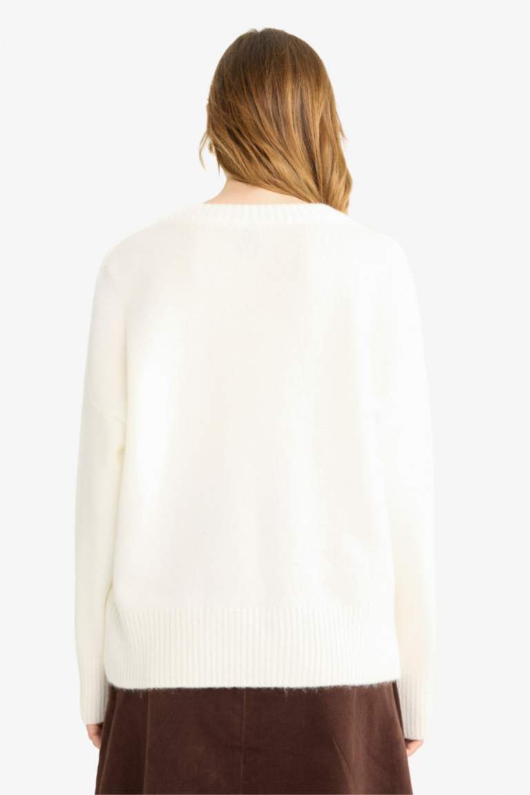 Oversize Geniş Kalıp V Yaka Triko Kazak