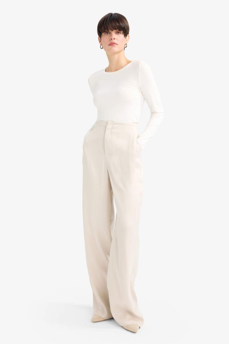 Regular Fit With Pockets Satin Trousers