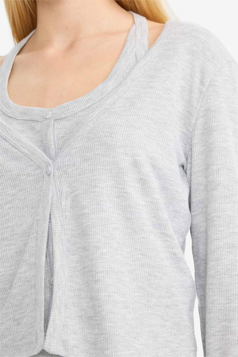 Coool Katmanlı Fitilli Kaşkorse Uzun Kollu Tişört