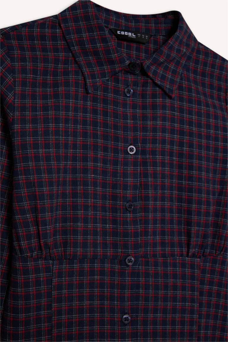 قميص كاروهات ردن طويل مخصر بياخة قميص