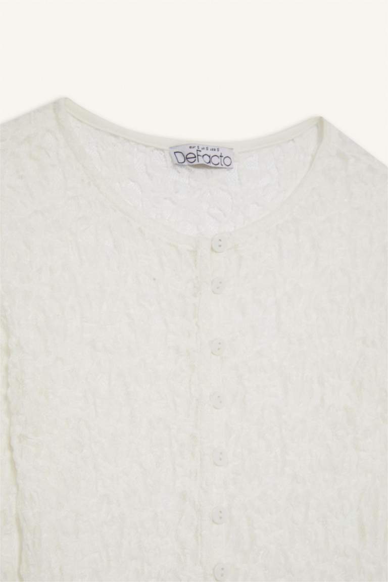 Slim Fit Crew Neck Lace Cardigan