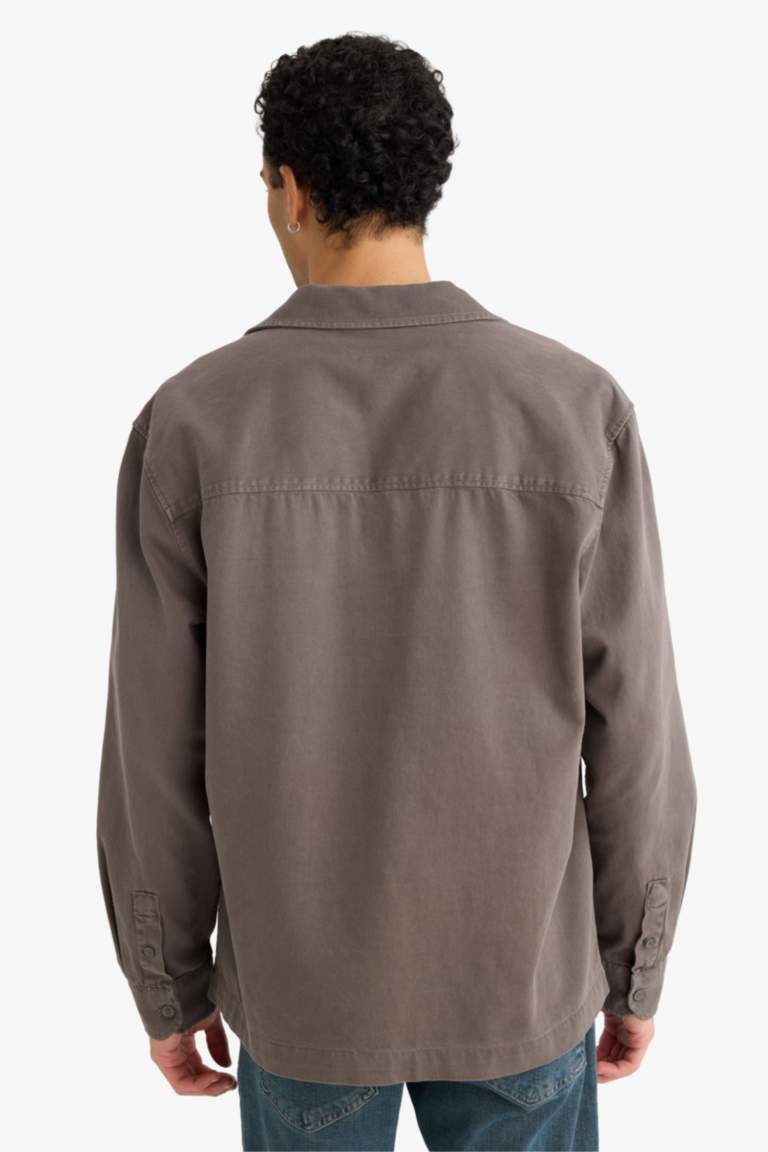 Boxy Fit Gabardine Long Sleeve Shirt