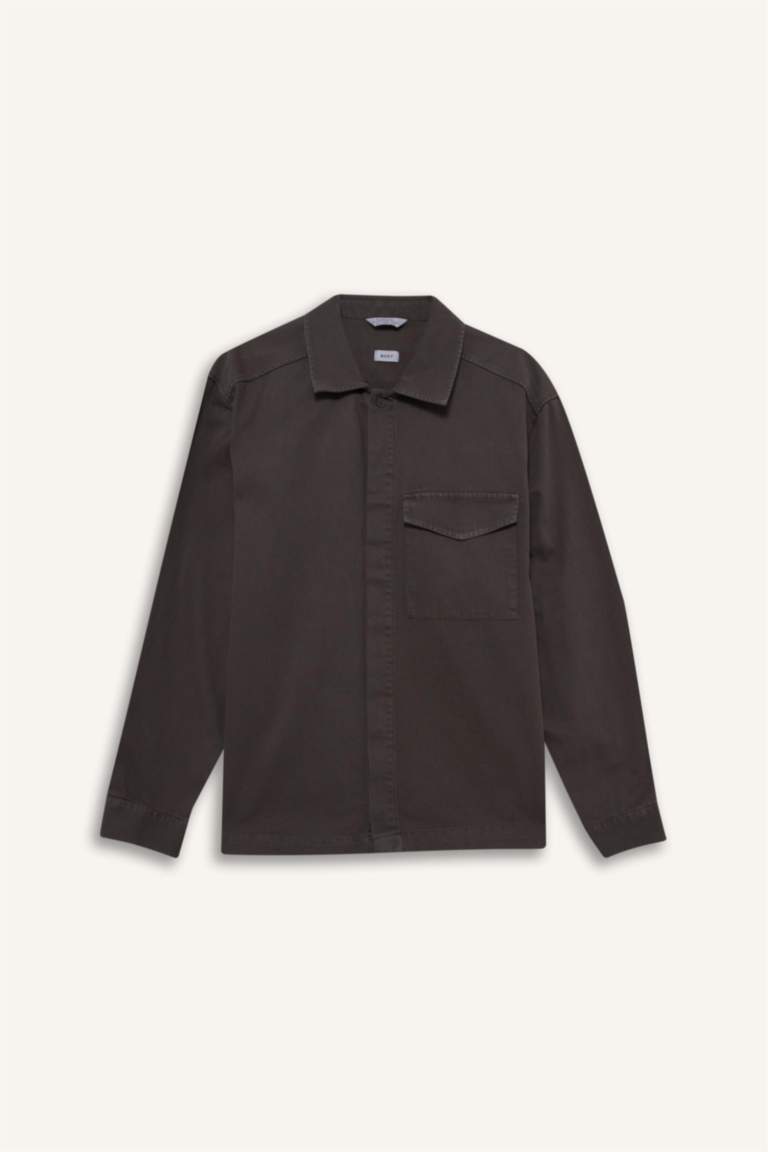 Boxy Fit Gabardine Long Sleeve Shirt