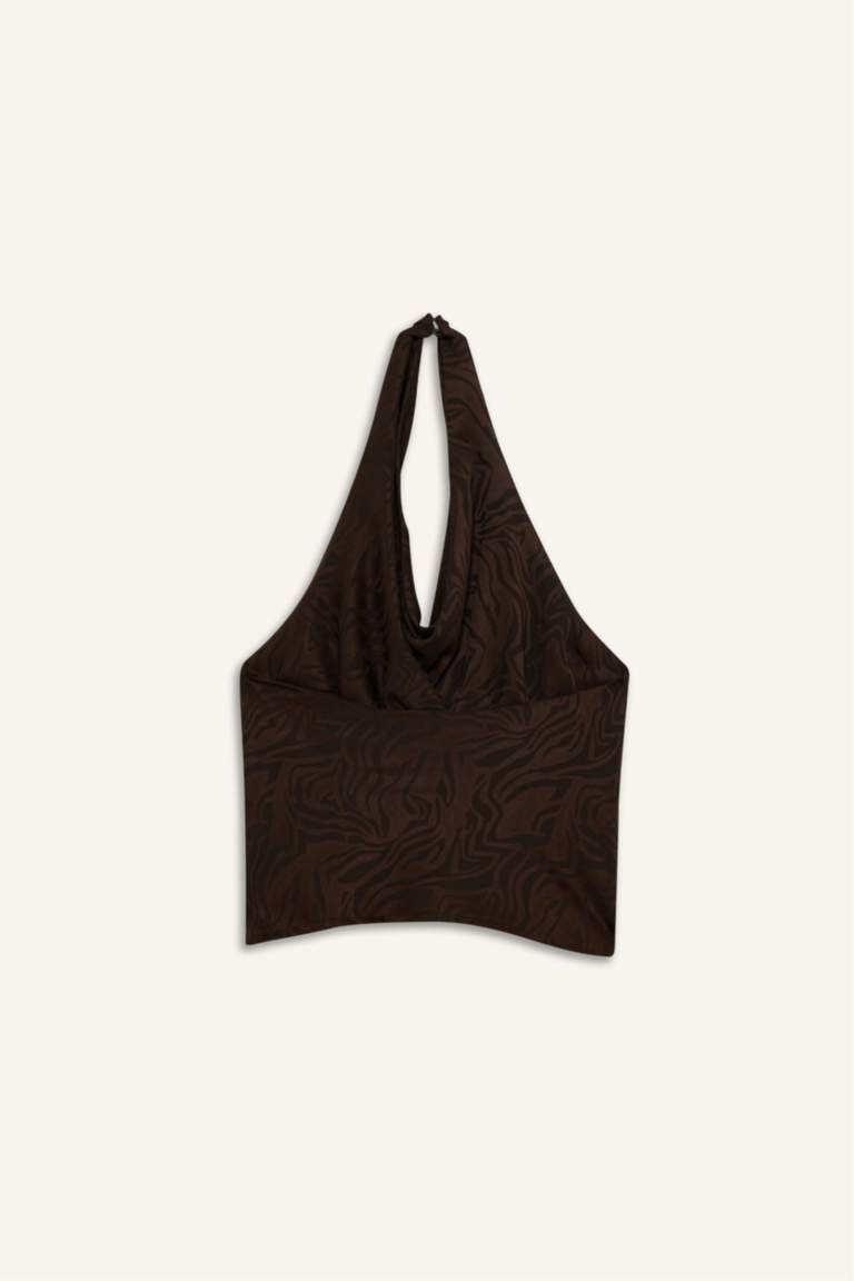 Regular Fit Halter Collar Sleeveless Blouse