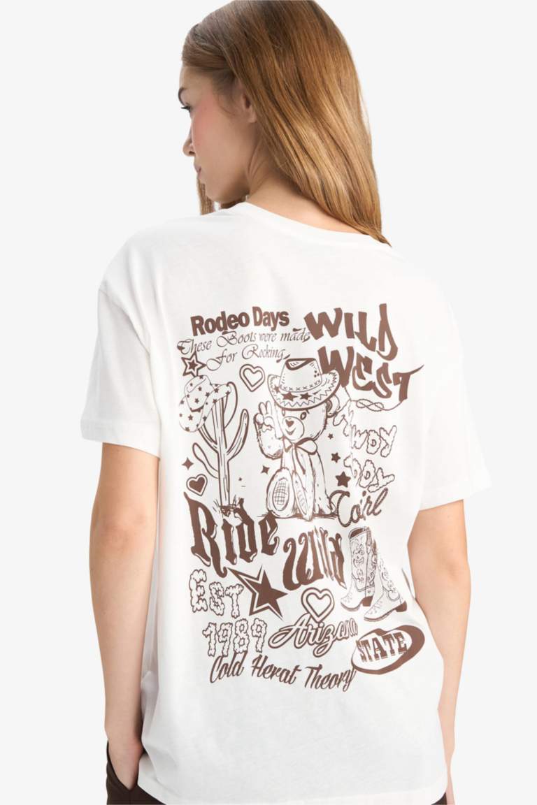 Oversize Loose Fit Crew Neck Printed T-Shirt