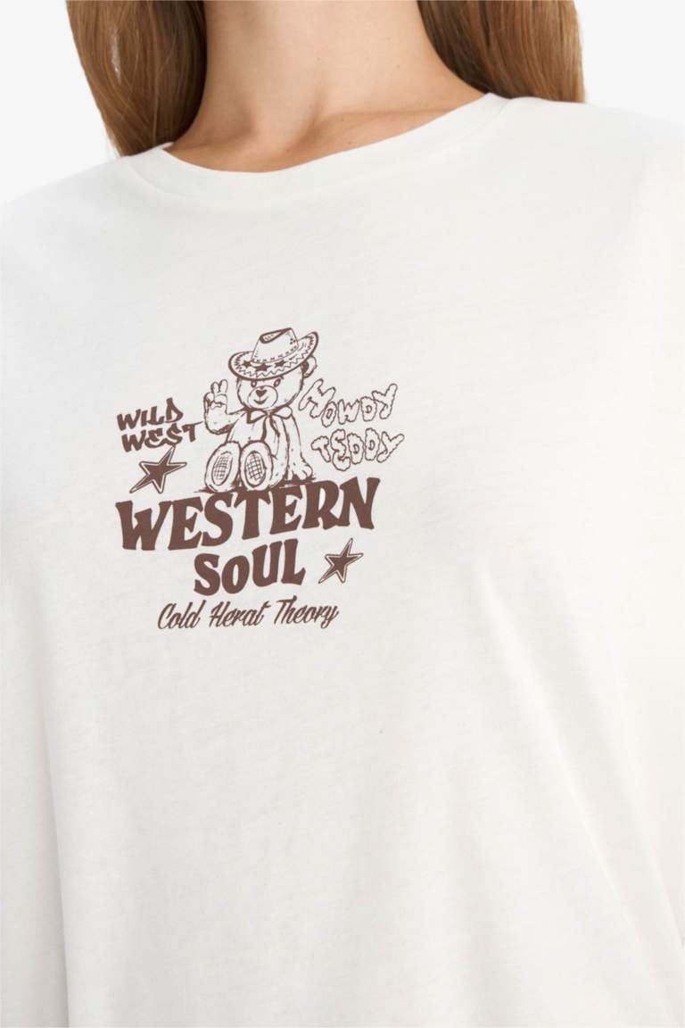 Oversize Loose Fit Crew Neck Printed T-Shirt