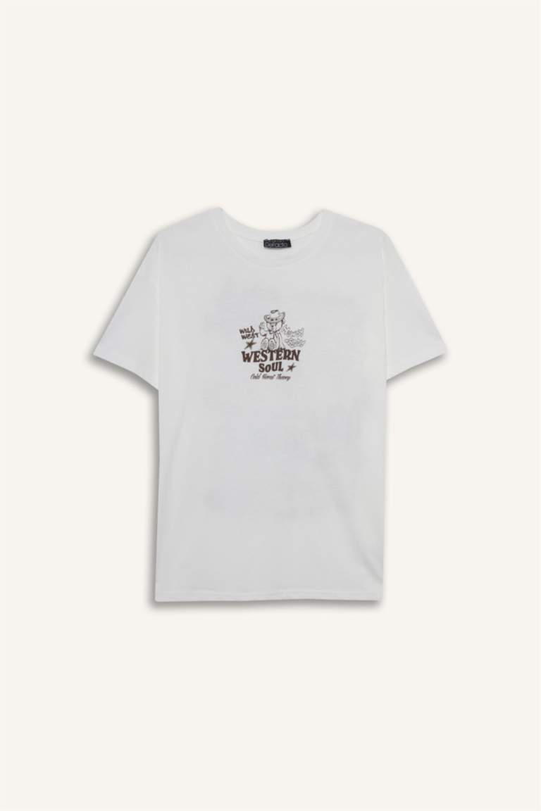 Oversize Loose Fit Crew Neck Printed T-Shirt