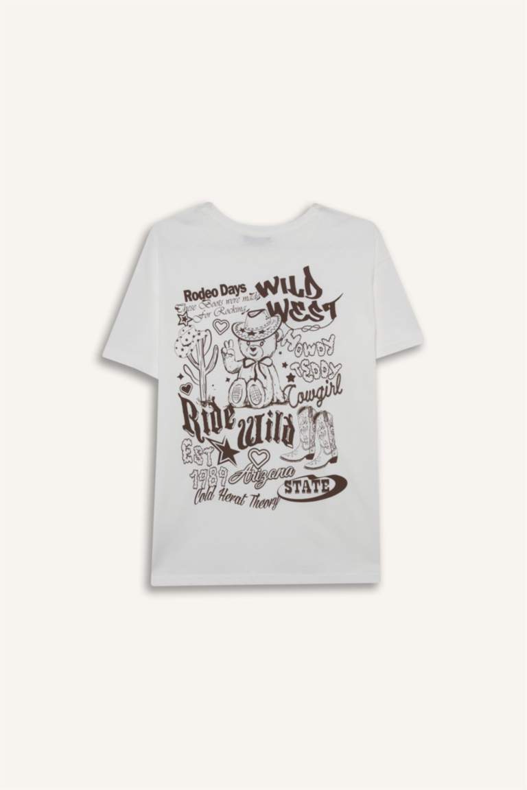 Oversize Loose Fit Crew Neck Printed T-Shirt