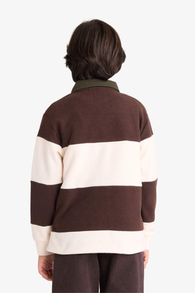 Boy Polo Neck Color Block Sweatshirt