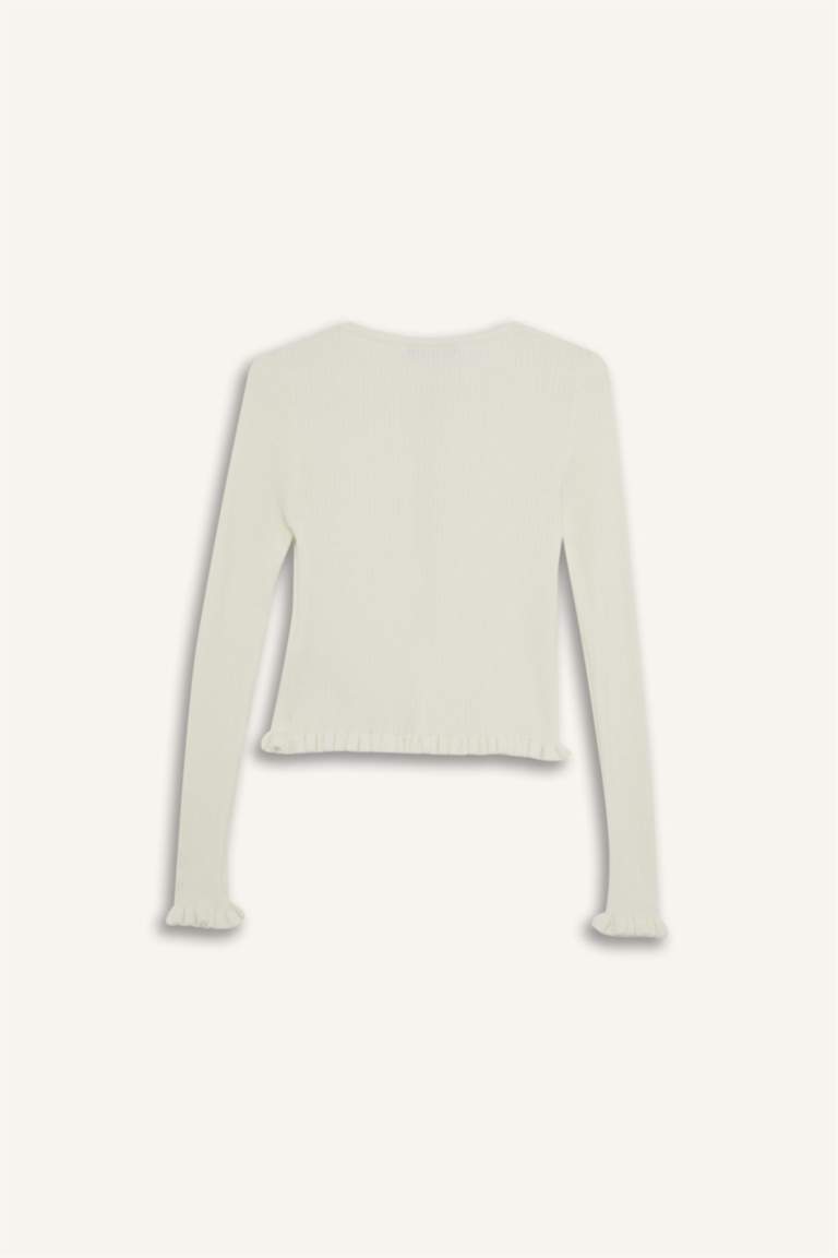 Slim Fit Crew Neck Tie Front Cardigan