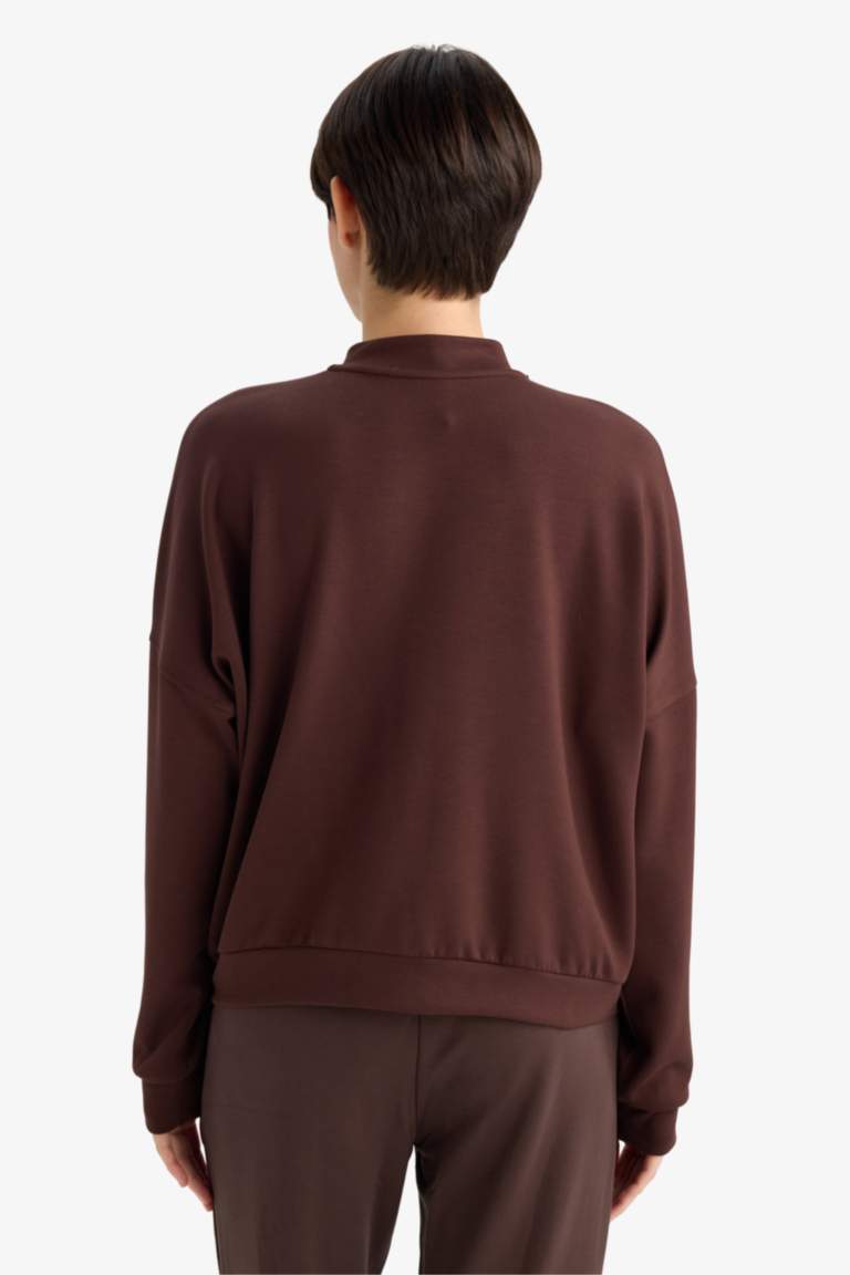 Kolej Yaka Basic Düz Fermuarlı Bomber Hırka