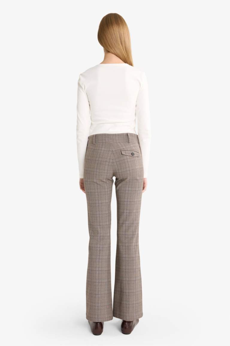 Flare Fit Fermuarlı Normal Bel Standart Boy Pantolon