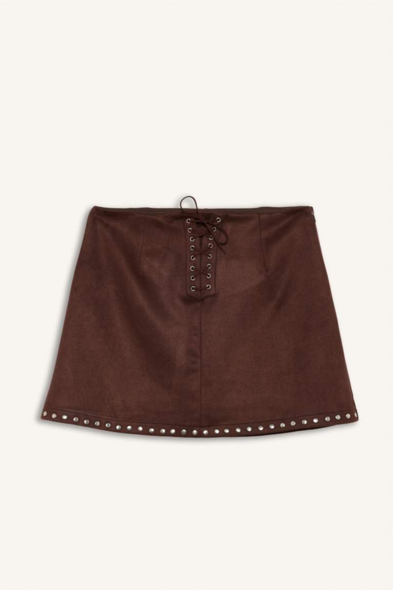 Coool A Cut Suede Combed Lining Normal Waist Mini Knitted Skirt