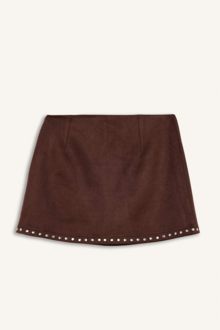 Coool A Cut Suede Combed Lining Normal Waist Mini Knitted Skirt