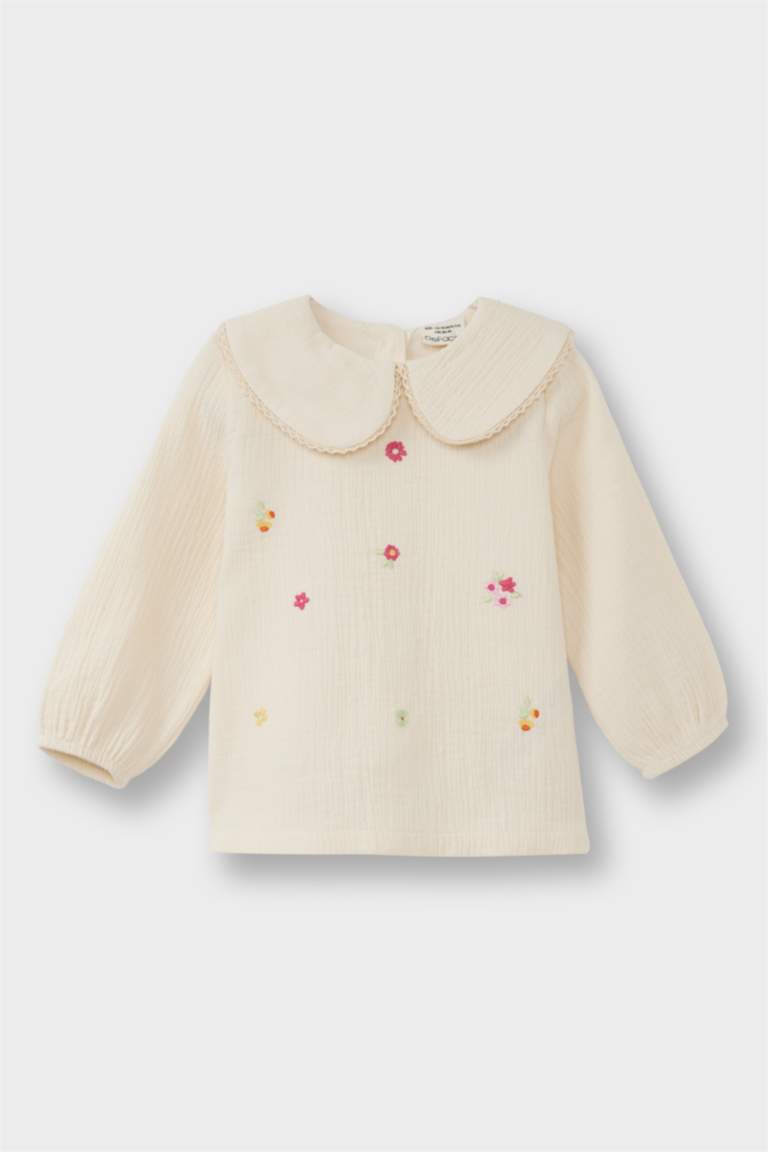 Regular Fit Muslin Flower Long Sleeve Shirt
