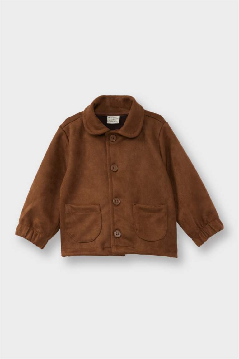Baby Girl Shirt Collar Puffer Jacket