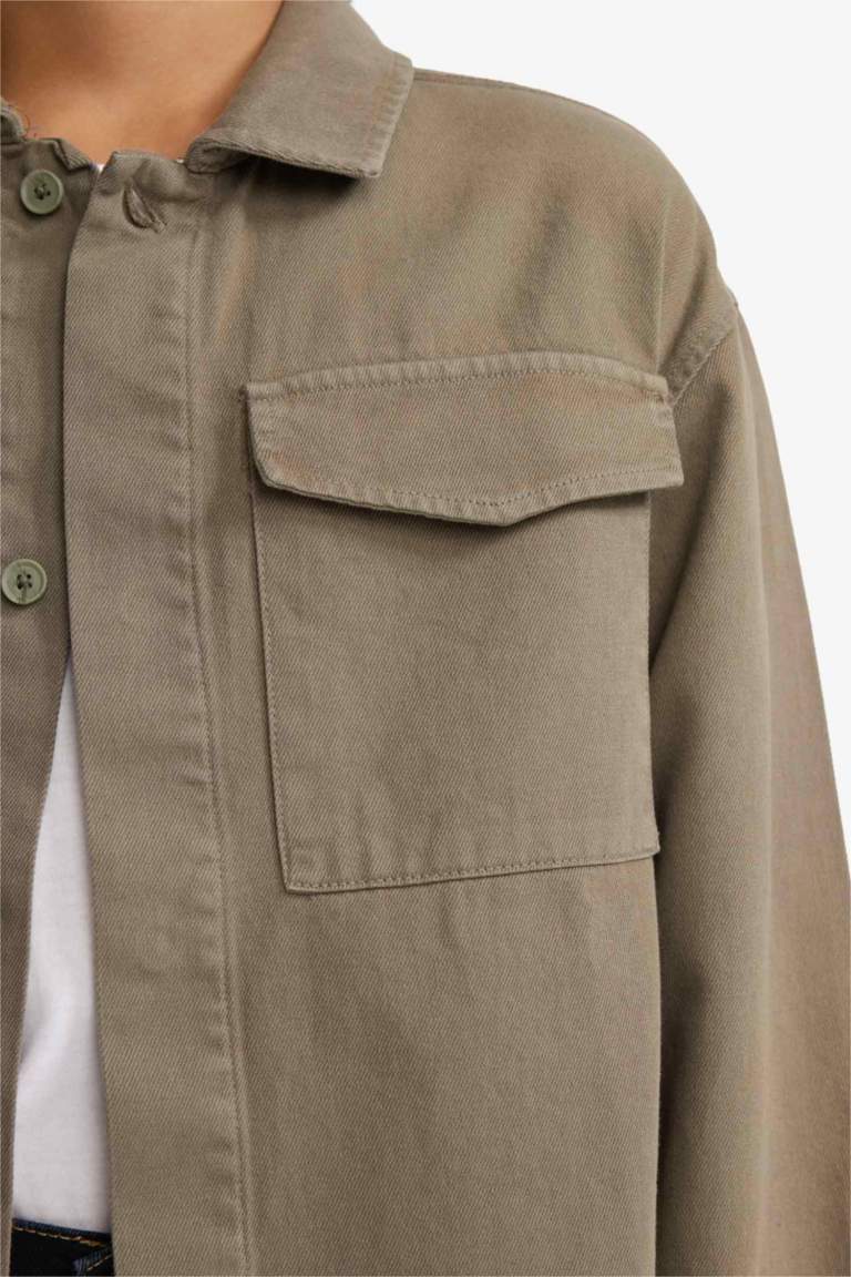 Erkek Çocuk Oversize Geniş Kalıp Polo Yaka Uzun Kollu Gömlek