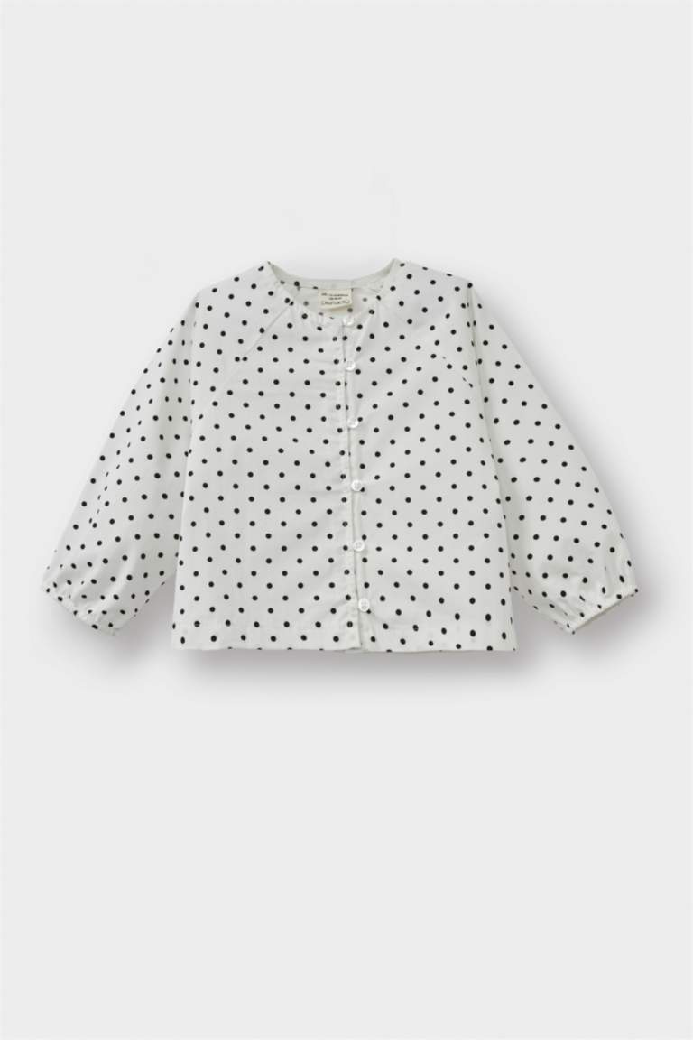 Regular Fit Poplin Polka Dot Long Sleeve Shirt