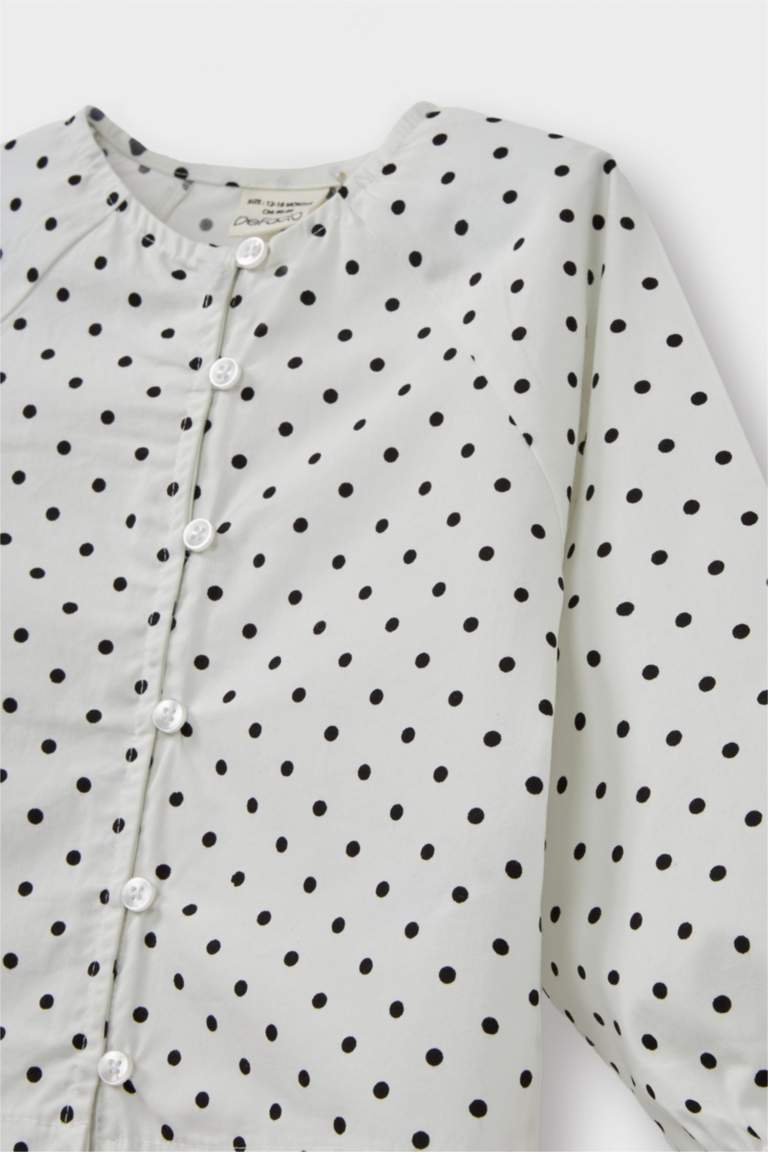 Regular Fit Poplin Polka Dot Long Sleeve Shirt