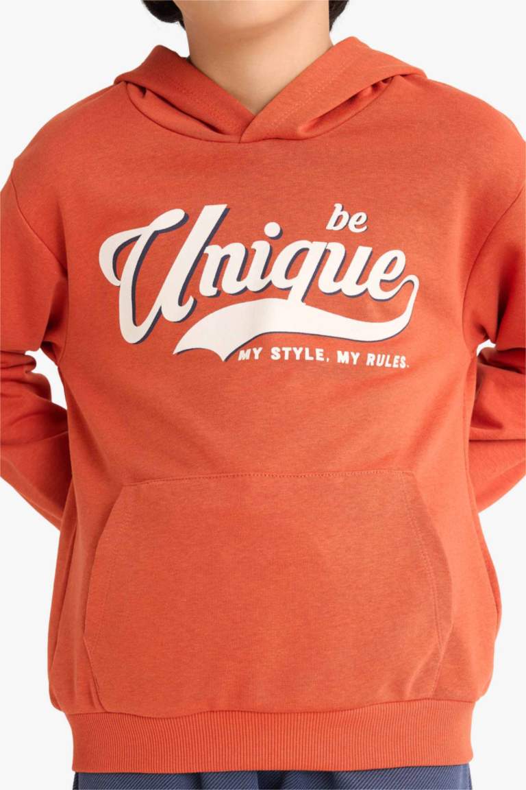 Детский комплект из двух предметов с капюшоном и принтом, спортивные штаны