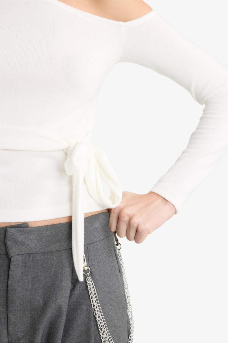 Обтягивающая футболка с длинным рукавом на одно плечо